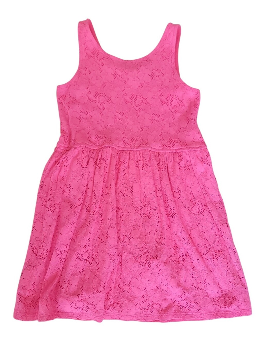 GapKids Girl OC Lace Dress Neon Pink Sleeveless Skater Dress Size M (8) Coquette